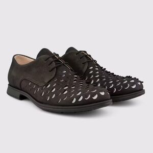 Camper Twins lace-up black cut-out leather oxford loafer shoes women’s 40